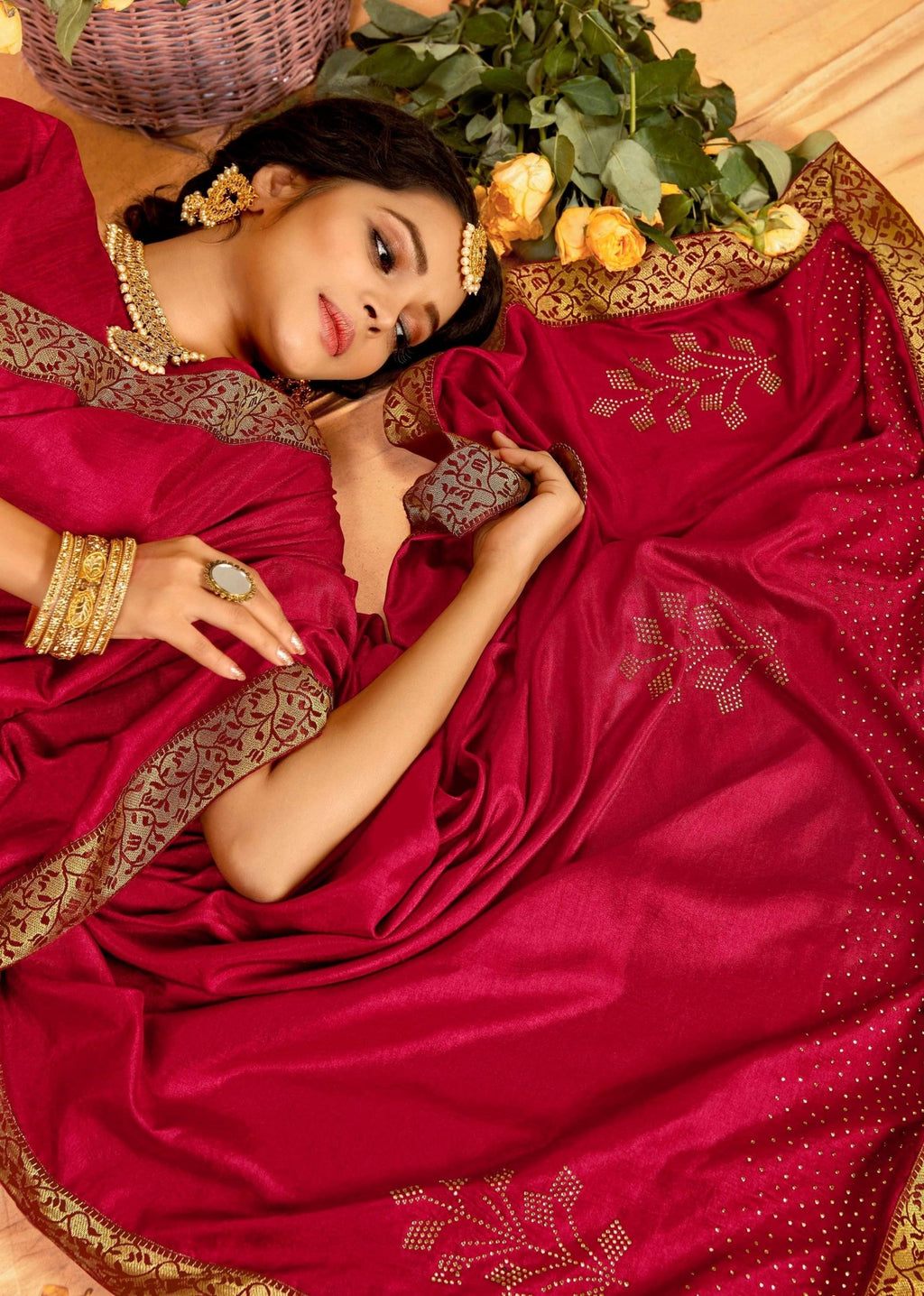 Traditional, Wedding Red and Maroon color Banarasi Silk, Silk fabric Saree  : 1843522